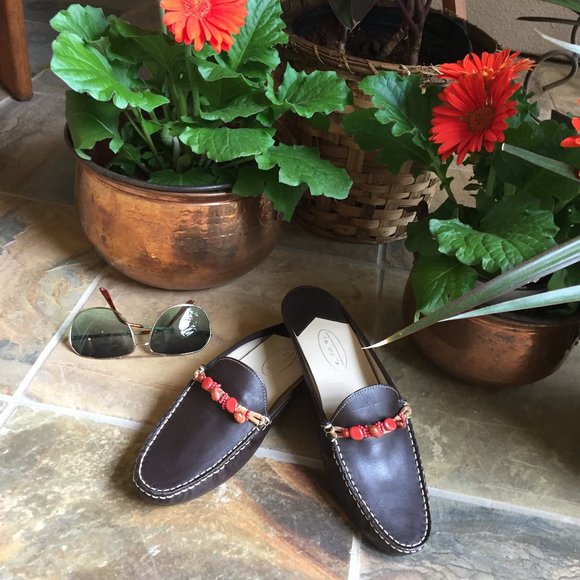 Talbot's Brown Leather Beaded Mule/Slide (NEW) - Picture 5 of 11